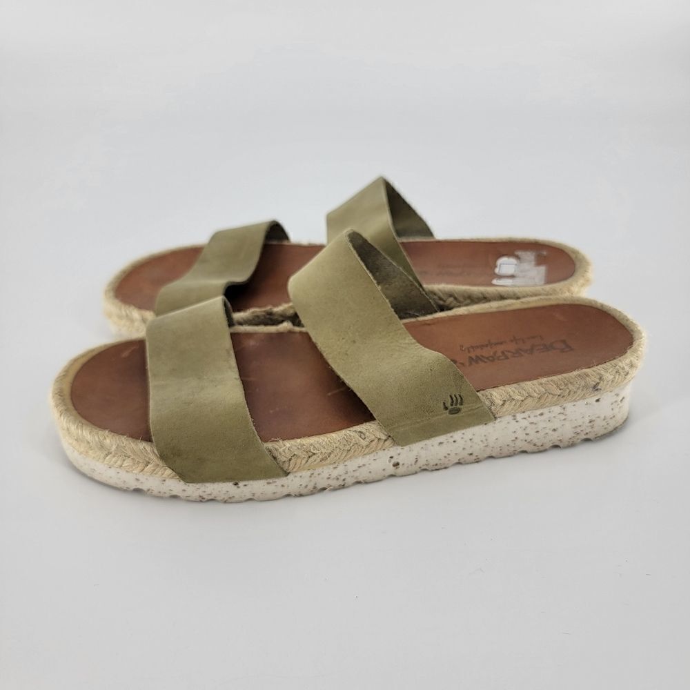 Bearpaw Paula leather platform slide sandal olive 36